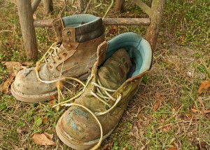 Worn boots